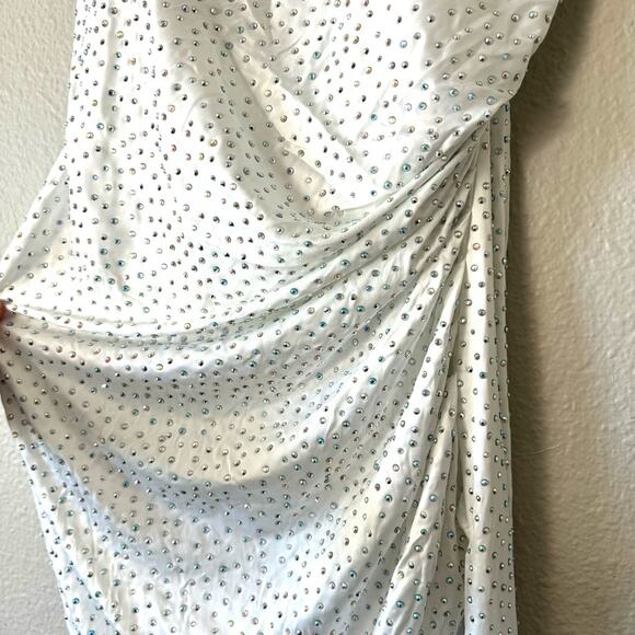 New Fashion Nova Novalux White Studded Strapless Maxi Dress Gown Size 2X - Picture 6 of 8